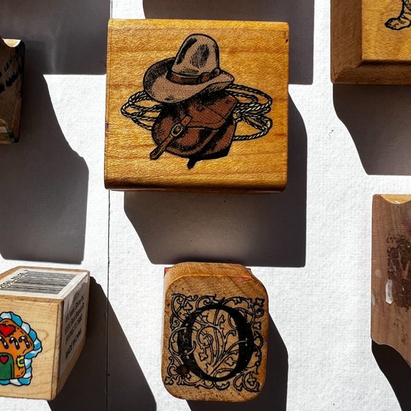 Office Rubber Stamps Dachshund Western Hat Horseshoe Smiley Face Rose